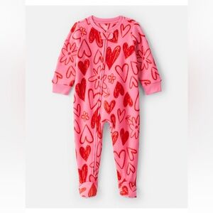 Carter's Pink and Red Heart Footie